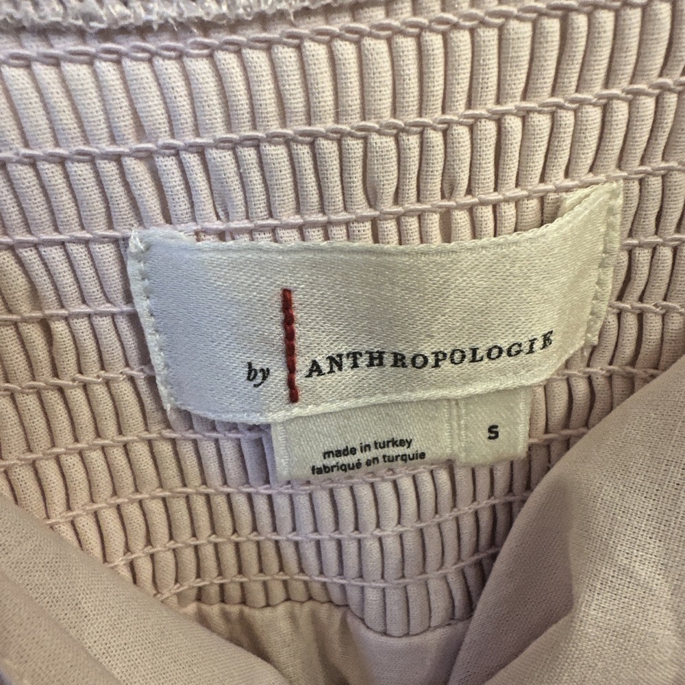 ANTHROPOLOGIE Women Size Small Textured Puff Sleeve Baby Doll Midi Dress Pink - Picture 5 of 14